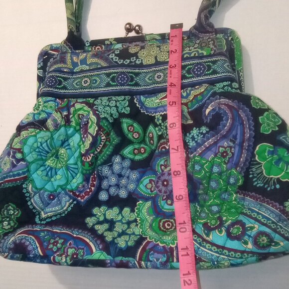 VERA BRADLEY BLUE RAPSODY ALICE PURSE, KISS LOCK, BLUE/GREEN PATTERN - Picture 13 of 16